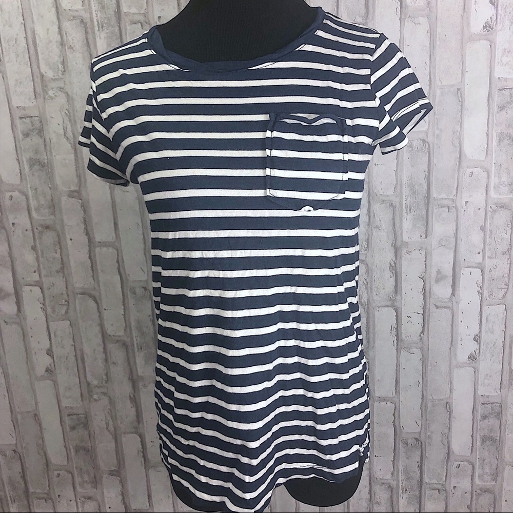 Navy and white striped tee